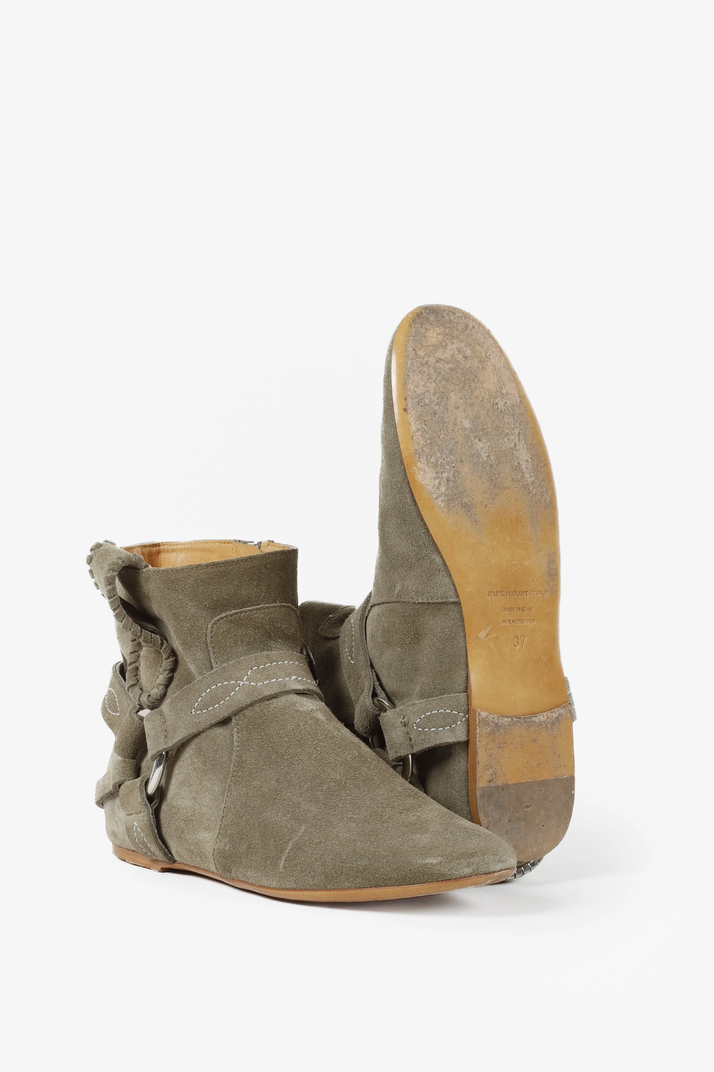 Isabel Marant toile Ralf Suede Ankle Boots in Olive BLOGGER ARMOIRE